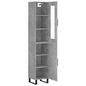 Stylish Highboard Concrete Grey - 34.5x34x180 cm