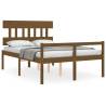 Honey Brown Bed Frame with Headboard - Solid Wood | HipoMarket