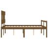 Honey Brown Bed Frame with Headboard - Solid Wood | HipoMarket