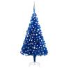 Artificial Pre-lit Christmas Tree with Ball Set Blue 150 cm PVC Colour blue and grey Size 150 x 75 cm Quantity in Package 1 Number of Branch Tips 