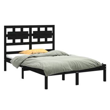 Black Solid Wood Bed Frame 150x200 cm King Size | HipoMarket