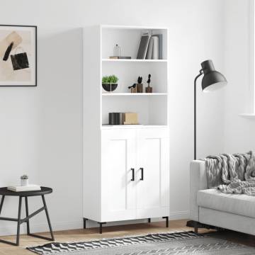 Stylish Highboard White 69.5x34x180 cm - Durable Engineered Wood