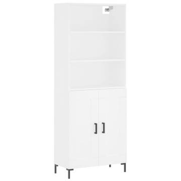 Stylish Highboard White 69.5x34x180 cm - Durable Engineered Wood