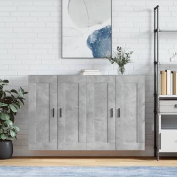 Wall Mounted Cabinets - 2 Pcs Concrete Grey Engineered Wood