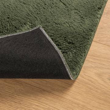 HUARTE Soft & Washable Forest Green Rug 200x200 cm | HipoMarket