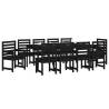 11 Piece Black Solid Wood Pine Garden Dining Set