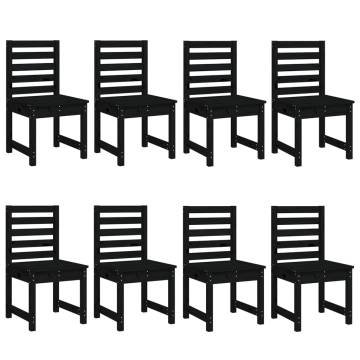 11 Piece Black Solid Wood Pine Garden Dining Set