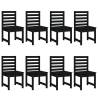 11 Piece Black Solid Wood Pine Garden Dining Set