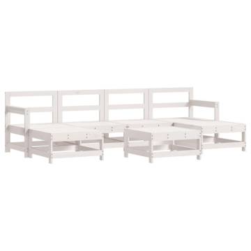 7 Piece Garden Lounge Set - White Solid Wood Pine