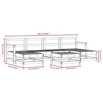 7 Piece Garden Lounge Set - White Solid Wood Pine