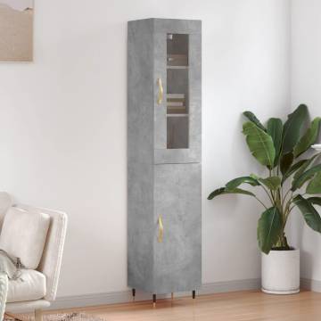 Elegant Highboard in Concrete Grey - Stylish Storage Solution