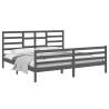 Grey Solid Wood Bed Frame 200x200 cm - Modern Design