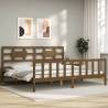 Bed Frame with Headboard Honey Brown 200x200 cm Solid Wood Colour honey brown Size 200 x 200 cm 