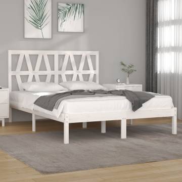 White Solid Wood Pine Bed Frame 140x190 cm | HipoMarket