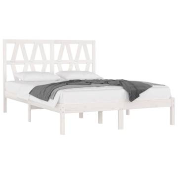 White Solid Wood Pine Bed Frame 140x190 cm | HipoMarket