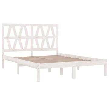 White Solid Wood Pine Bed Frame 140x190 cm | HipoMarket