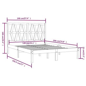 White Solid Wood Pine Bed Frame 140x190 cm | HipoMarket