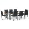 9 Piece Garden Dining Set - Black Textilene & Steel