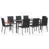 9 Piece Garden Dining Set - Black Textilene & Steel