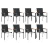 9 Piece Garden Dining Set - Black Textilene & Steel