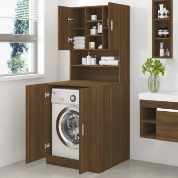 Washing Machine Cabinet in Brown Oak - Stylish Storage Solution