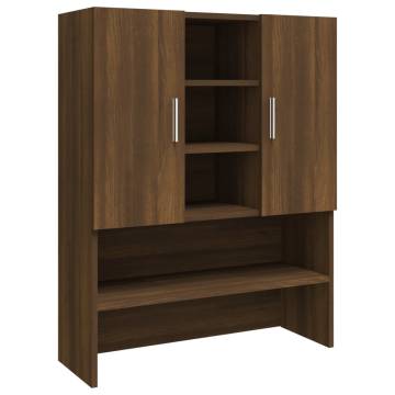 Washing Machine Cabinet in Brown Oak - Stylish Storage Solution