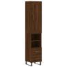 Stylish Highboard Brown Oak | 34.5x34x180 cm Engineered Wood