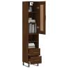 Stylish Highboard Brown Oak | 34.5x34x180 cm Engineered Wood