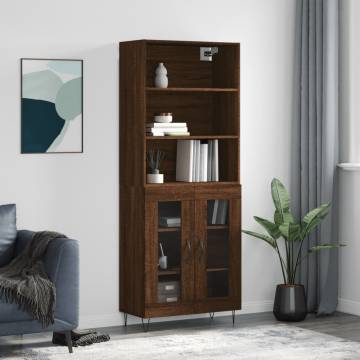 Elegant Brown Oak Highboard - 69.5x34x180 cm | HipoMarket