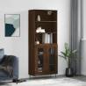 Highboard Brown Oak 69.5x34x180 cm Engineered Wood Colour brown oak Quantity in Package 1 Model 2 glass doors 