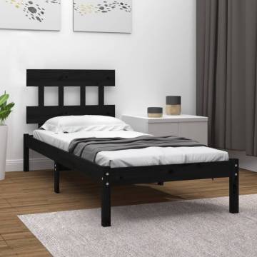 Black Solid Wood Bed Frame 75x190 cm | Hipomarket