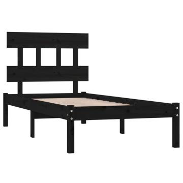 Black Solid Wood Bed Frame 75x190 cm | Hipomarket