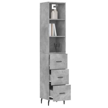 Stylish Highboard in Concrete Grey - 34.5x34x180 cm