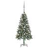 Artificial Pre-lit Christmas Tree with Ball Set Pine Cones 150 cm Colour white and grey Size 150 x 89 cm Quantity in Package 1 Number of Branch Tips 