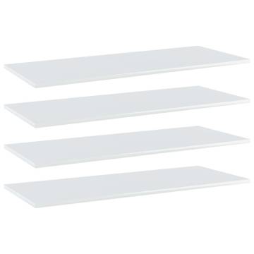 High Gloss White Bookshelf Boards - 4 pcs | HipoMarket