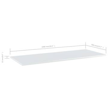 High Gloss White Bookshelf Boards - 4 pcs | HipoMarket