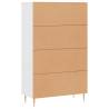 Stylish Highboard White - Engineered Wood, 69.5x31x115 cm