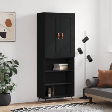 Stylish Highboard Black | Engineered Wood 69.5x34x180 cm