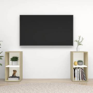 Stylish TV Cabinets 2 pcs in White & Sonoma Oak | HipoMarket