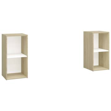 Stylish TV Cabinets 2 pcs in White & Sonoma Oak | HipoMarket