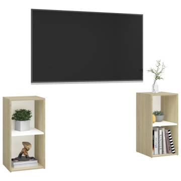 Stylish TV Cabinets 2 pcs in White & Sonoma Oak | HipoMarket