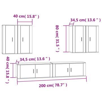 6 Piece High Gloss White TV Cabinet Set - Stylish & Practical