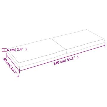 Untreated Solid Wood Live Edge Table Top - 140x50 cm