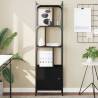 Stylish Bookcase with Door - Black Engineered Wood Storage