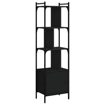 Stylish Bookcase with Door - Black Engineered Wood Storage