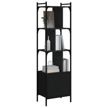 Stylish Bookcase with Door - Black Engineered Wood Storage