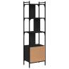 Stylish Bookcase with Door - Black Engineered Wood Storage