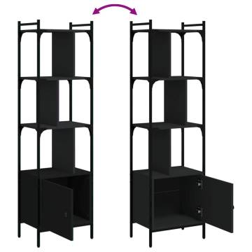 Stylish Bookcase with Door - Black Engineered Wood Storage