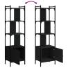 Stylish Bookcase with Door - Black Engineered Wood Storage