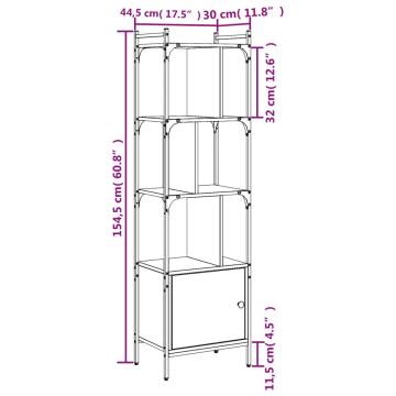 Stylish Bookcase with Door - Black Engineered Wood Storage